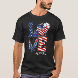 Camiseta Amor Estetoscopio Lpn Vida Enfermera Usa 4 De Juli
