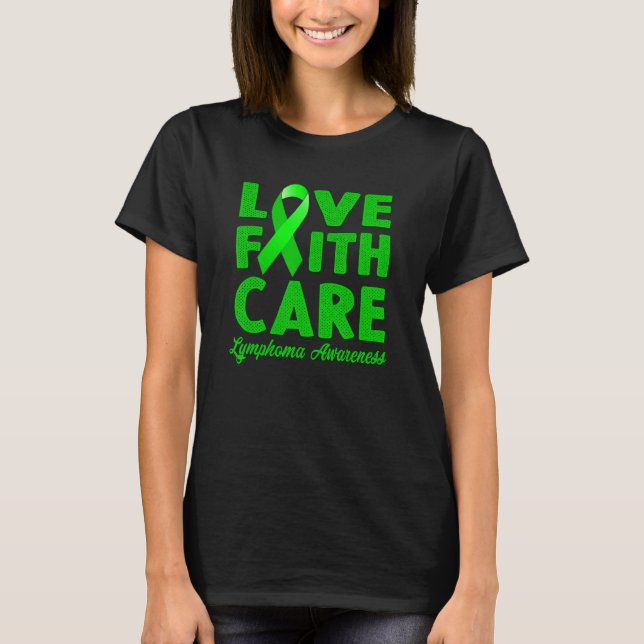 Camiseta Amor Faith Care Linfoma de Cinta Verde (Anverso)