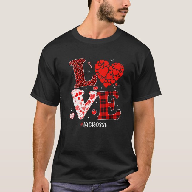 Camiseta Amor familiar coincidente Lacrosse Corazón Funny V (Anverso)