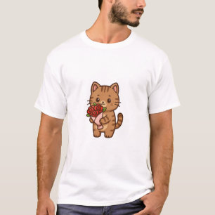 Camiseta Amor Felino Floral Cuadrado
