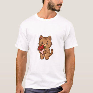 Camiseta Amor Felino Floral Cuadrado