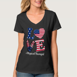 Camiseta Amor Fisioterapeuta Bandera Estadounidense 4º