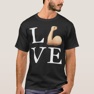 Camiseta Amor Fitness Flotando Músculos emoji icono panader