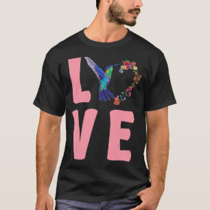 Camiseta Amor Floral Hummingbirds Mirando Hummingbir