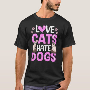 Camiseta Amor Gatos Odio a los Perros Mascota Gato Animal 1