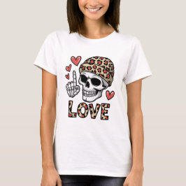 Camiseta Amor gótico - Calavera con Beanie impresa de leopa