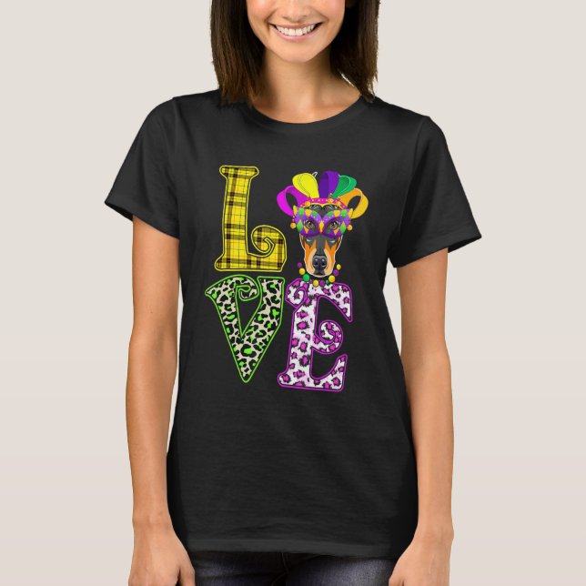 Camiseta Amor gracioso Mardi Gras Doberman Perro Papá Perro (Anverso)
