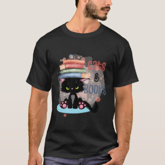 Camiseta Amor Gracioso Para Gatos Y Libros