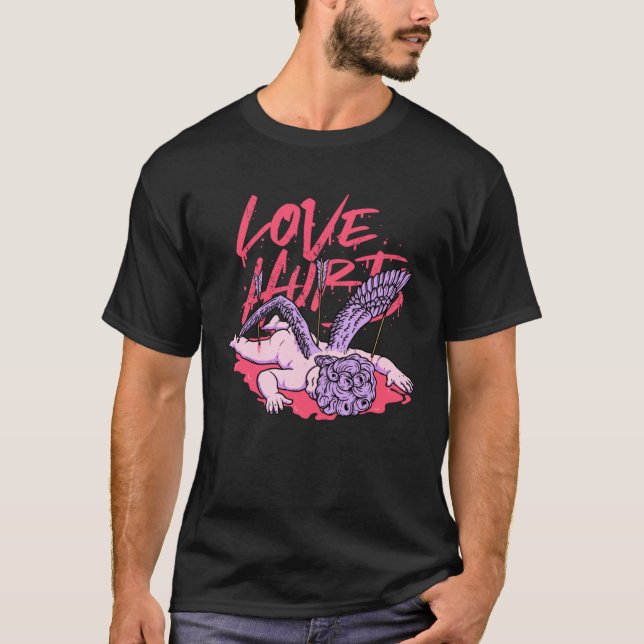 Camiseta Amor Herido Triste Día de San Valentín Cupido Emo  (Anverso)