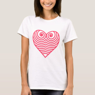 Camiseta Amor Hipnótico – Corazón Contorneado Rojo Minimali