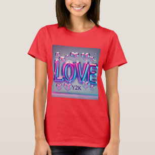 Camiseta Amor holográfico futurista Y2K