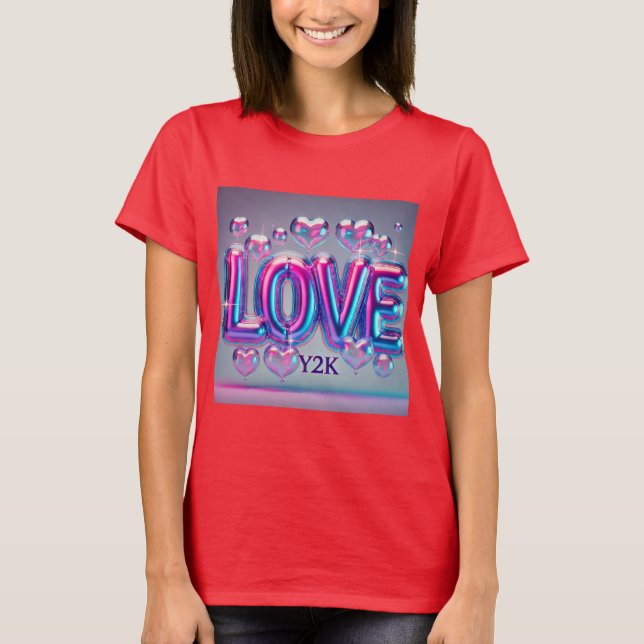 Camiseta Amor holográfico futurista Y2K (Anverso)