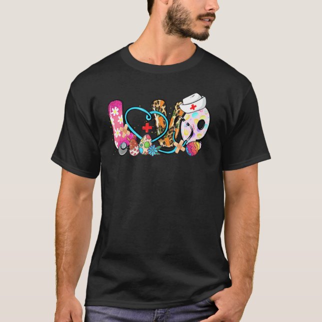 Camiseta Amor Huevo de Pascua Stethoscope Enfermería Vida F (Anverso)