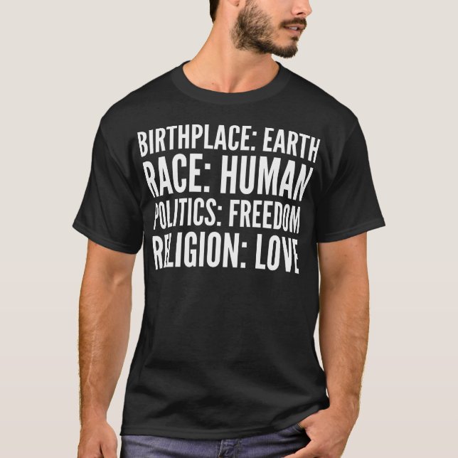 Camiseta Amor humano de la religión de la raza de la tierra (Anverso)