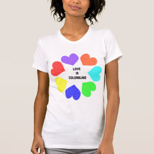 Camiseta Amor Interracial Corazón de Arcoiris Damas Camiset