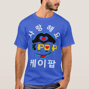 Camiseta ♥ Amor K-Pop Estilish Hombres Básico Oscuro Básico