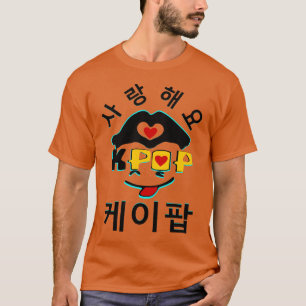 Camiseta ♥ Amor K-Pop Estilish Hombres Básico Oscuro Básico