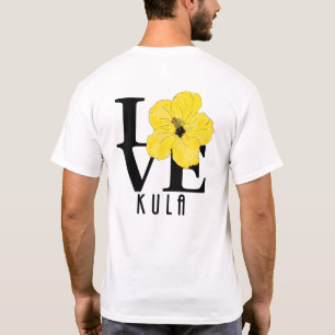 Camiseta AMOR Kula Hawaii Amarillo Hibiscus (impresión tras