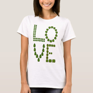 Camiseta Amor - Letras de piedra de piedra verde esmeralda