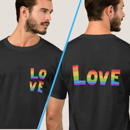 Camiseta Amor LGBTQ en colores arcoiris en impresión fronta