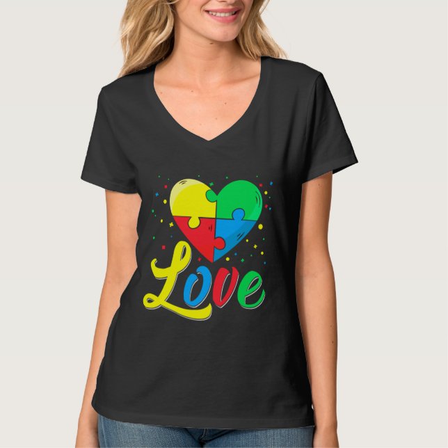 Camiseta Amor lindo Autismo Rompecabezas de corazón Autismo (Anverso)