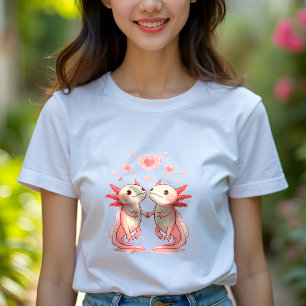 Camiseta Amor lindo Axolotl: Manteniendo manos de mujeres