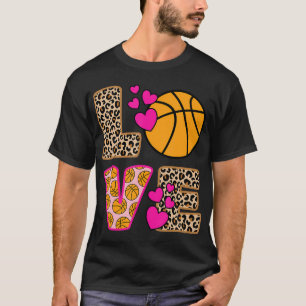 Camiseta Amor lindo Baloncesto Leopardo Mujeres Chicas Bas