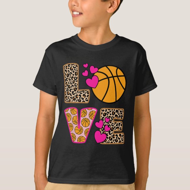 Camiseta Amor lindo Baloncesto Leopardo Mujeres Chicas Bas (Anverso)