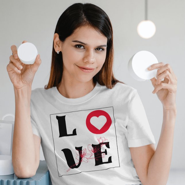 Camiseta amor lindo corazón rojo y botánico (Subido por el creador)