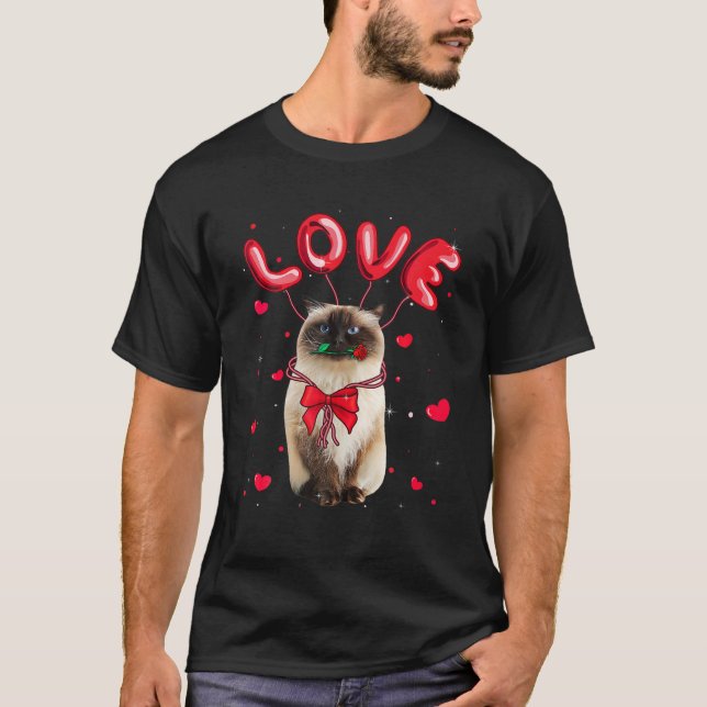 Camiseta Amor lindo Gato himalayo Mascota de San Valentín a (Anverso)