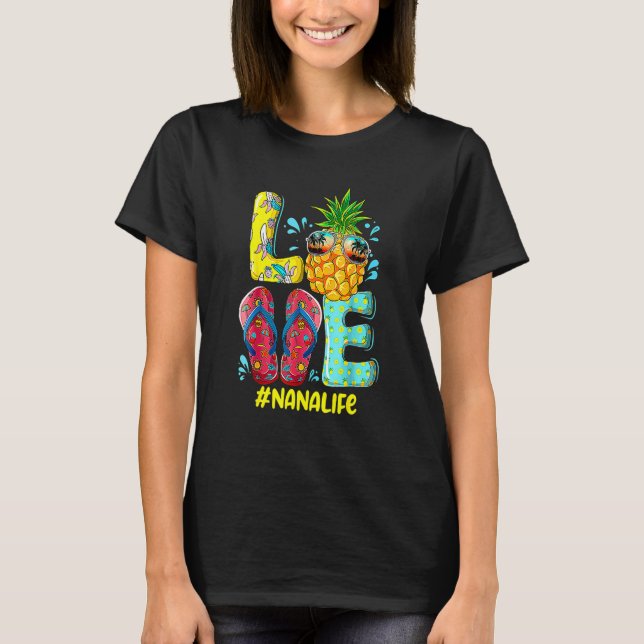Camiseta Amor lindo Nana Life Flip Flops Hippie Pineapple S (Anverso)