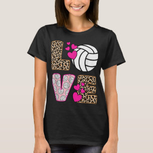 Camiseta Amor lindo Voleibol Leopardo Mujeres impresas Vo