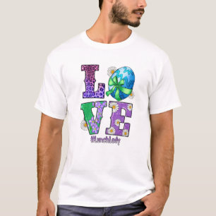 Camiseta AMOR Lunch Lady Bunny Easter Cute Happy Rabbit Egg