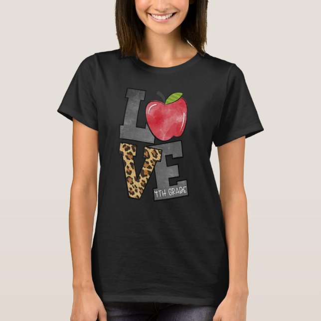 Camiseta Amor Maestra de 4º grado Apple (Anverso)