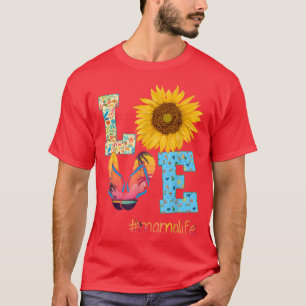 Camiseta AMOR Mamá Vida Flip Flops Sunflower Summer Mother'
