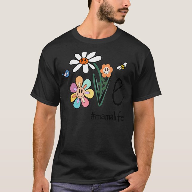 Camiseta Amor Mamá Vida Sonríe Cara Daisy Flores Madres (Anverso)