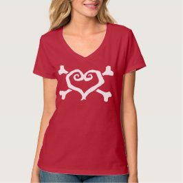 Camiseta "Amor manchado" Corazón y huesos cruzados