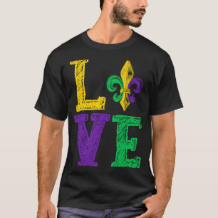 Camiseta AMOR Mardi Gras Fleur De Lys Mardi Gras Desfile Nu