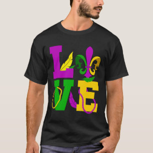 Camiseta AMOR Mardi Gras Mardi Gras Beads Fleur De Lys