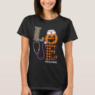 Camiseta Amor Med Surg Enfermera Leopard Calabaza Halloween