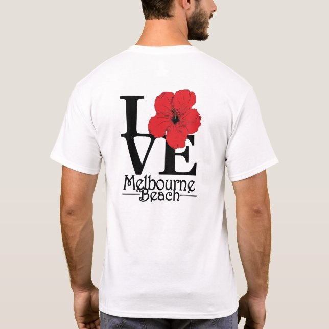 Camiseta AMOR Melbourne Beach Red Hibiscus (Reverso)