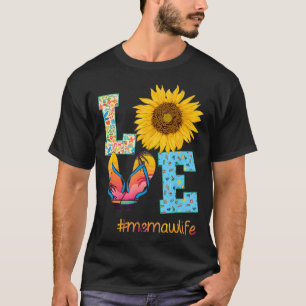 Camiseta AMOR Memaw Life Flip Flops Hippie Sunflower Summer