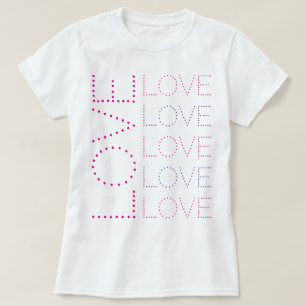 Camiseta AMOR Moda Rosa Y Lavanda Tipografía Dotada