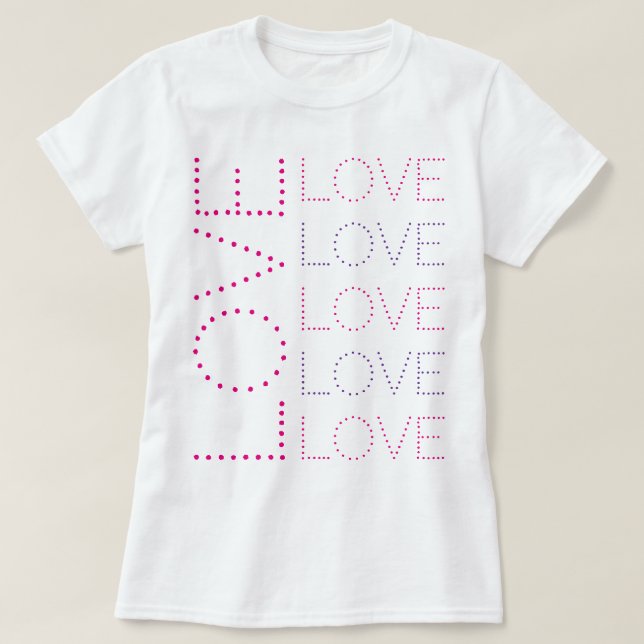 Camiseta AMOR Moda Rosa Y Lavanda Tipografía Dotada (Diseño del anverso)