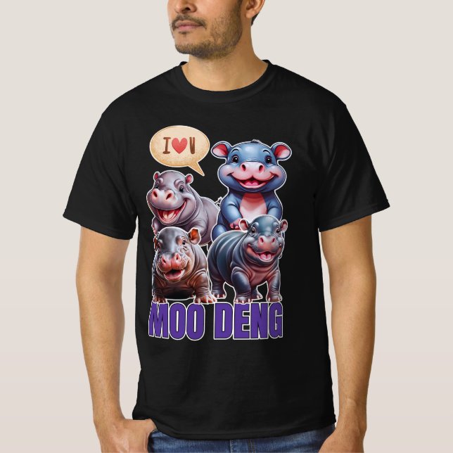 Camiseta Amor moo Deng Thai divertido bebé hippo (Anverso)