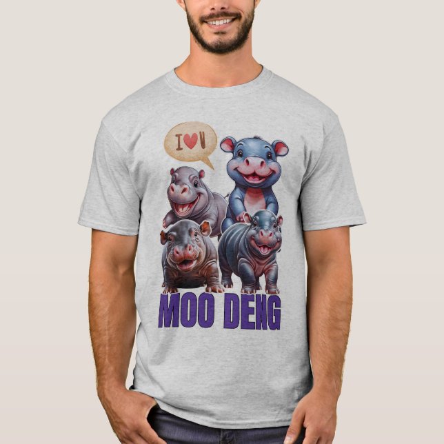 Camiseta Amor moo Deng Thai divertido bebé hippo (Anverso)