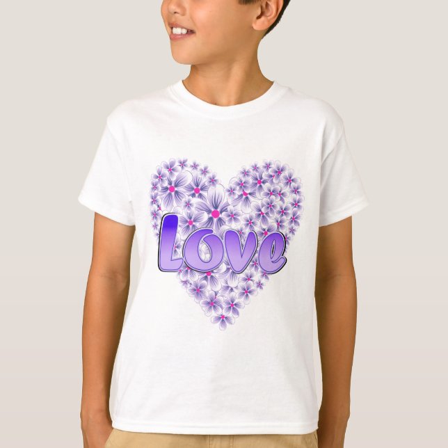 Camiseta Amor morado y margaritas (Anverso)