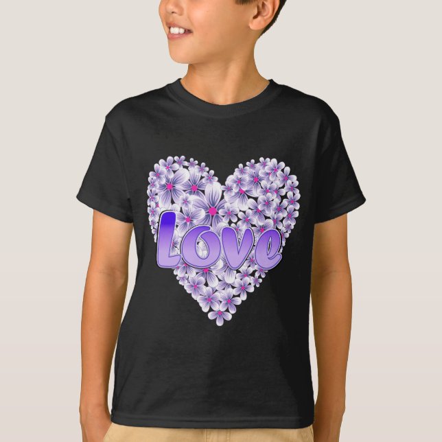 Camiseta Amor morado y margaritas (Anverso)