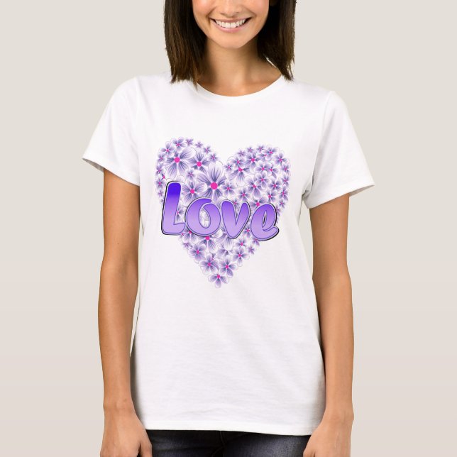 Camiseta Amor morado y margaritas (Anverso)