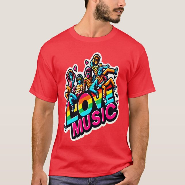Camiseta Amor Música vívida retro (Anverso)
